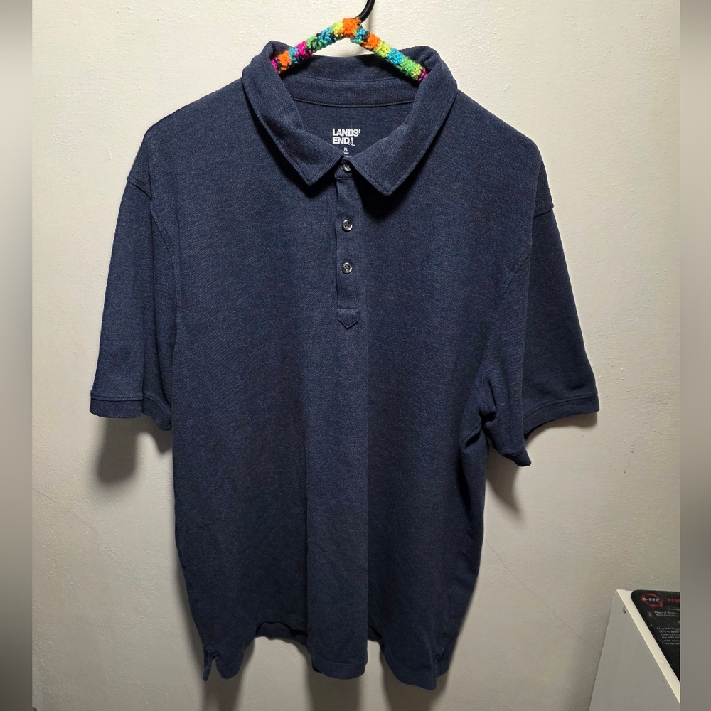 Lands' End Men's Blue Polo Shirt